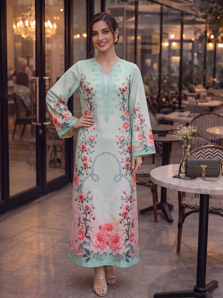 Impulse Wear by Ruby Suleiman RTW Printed Crepe 1 Piece Mint Bloom - Casual Collection