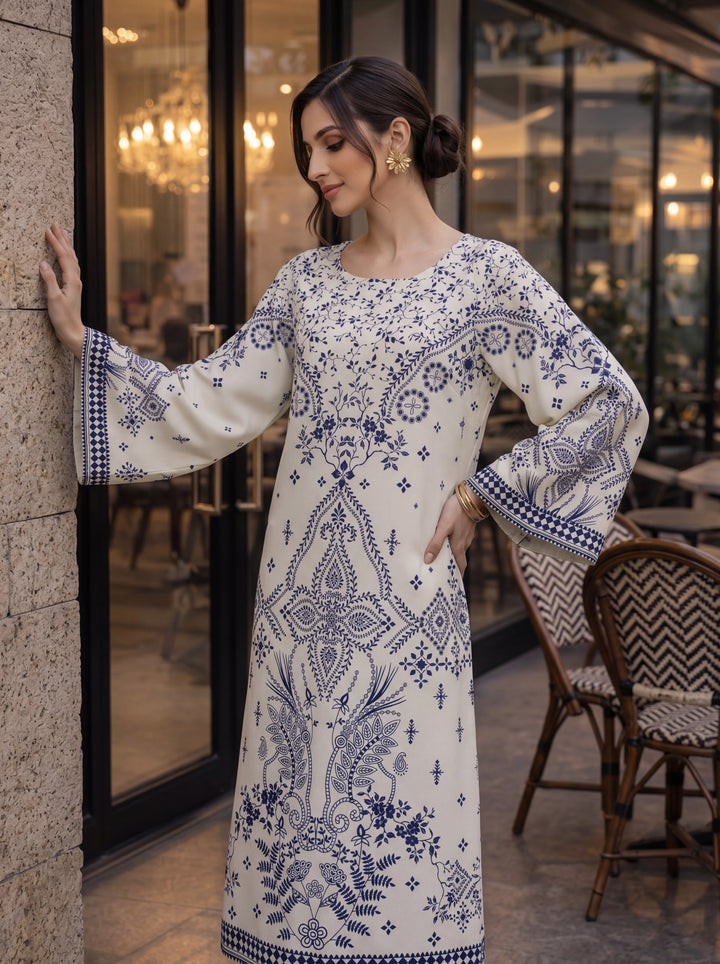 Impulse Wear by Ruby Suleiman RTW Printed Crepe 1 Piece Ivory Ink - Casual Collection