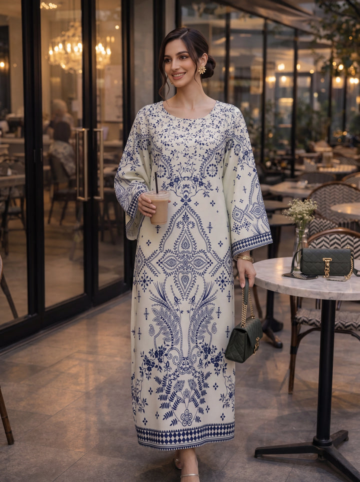 Impulse Wear by Ruby Suleiman RTW Printed Crepe 1 Piece Ivory Ink - Casual Collection