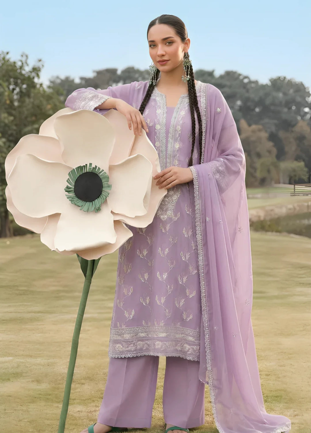 Stitching Cotton Unstitched Embroidered Chiffon 3 Piece Suit WFCU-06 Festive Collection