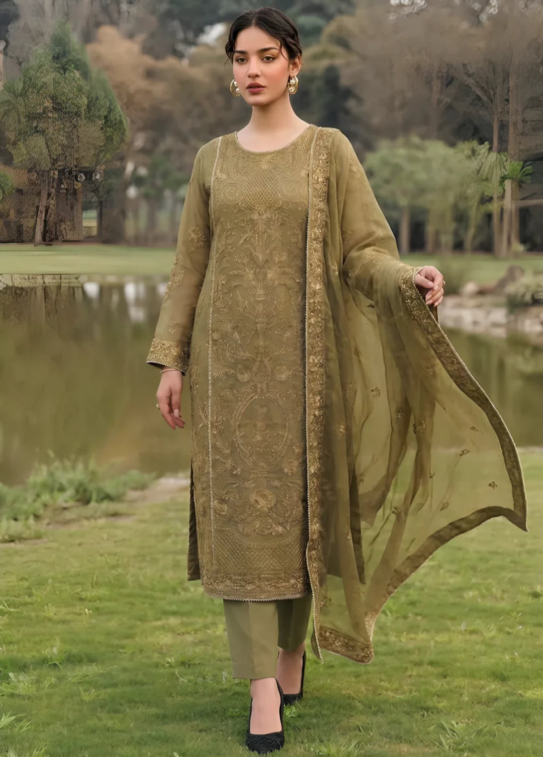 Stitching Cotton Unstitched Embroidered Chiffon 3 Piece Suit WFCU-02 Festive Collection