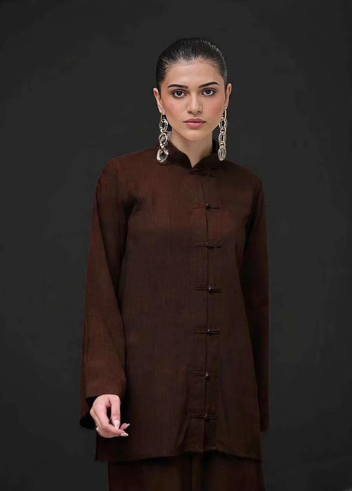 The Mandarine Misaal by Ayesha Somaya RTW Solids Irish Linen 2 Piece Suit Brown Casual Collection