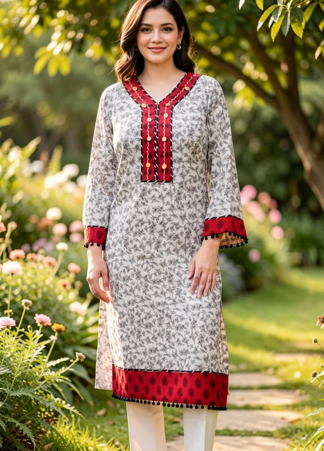 Riwaayat by Madiha Gohar RTW Printed Lawn 2 Piece Suit Crimson - Casual Collection
