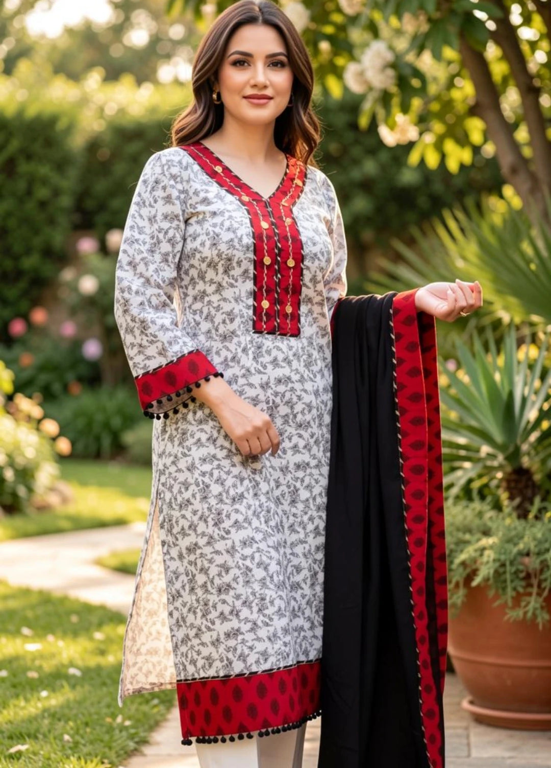 Riwaayat by Madiha Gohar RTW Printed Lawn 2 Piece Suit Crimson - Casual Collection