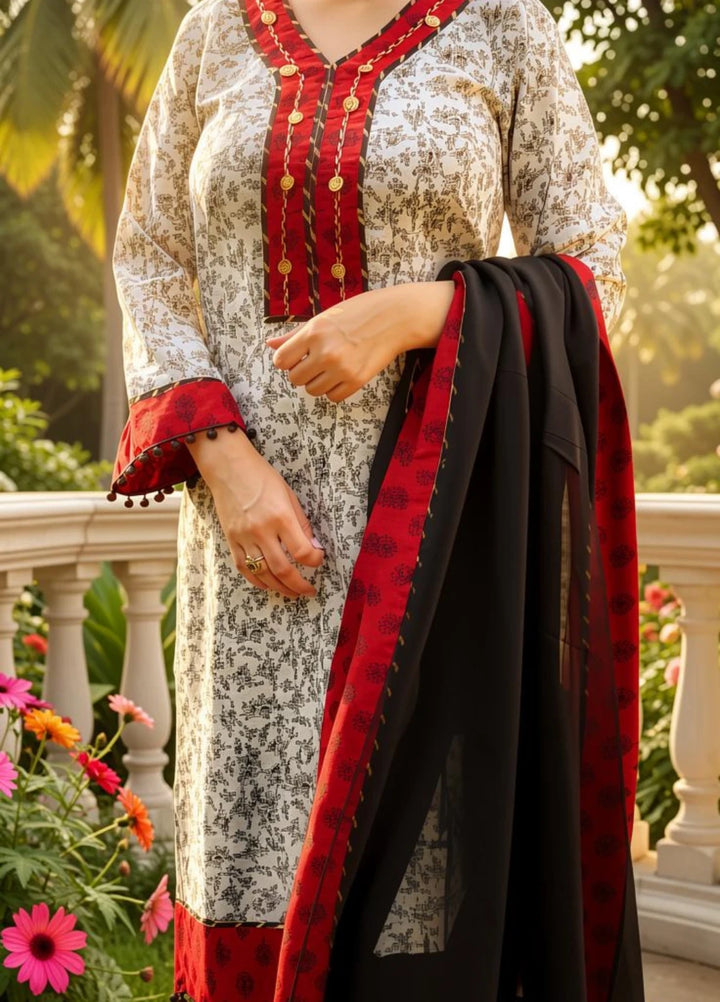 Riwaayat by Madiha Gohar RTW Printed Lawn 2 Piece Suit Crimson - Casual Collection