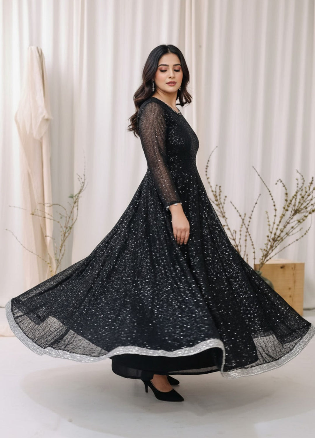 Riwaayat by Madiha Gohar RTW Textured Chiffon 3 Piece Suit Mehr Noir - Festive Collection
