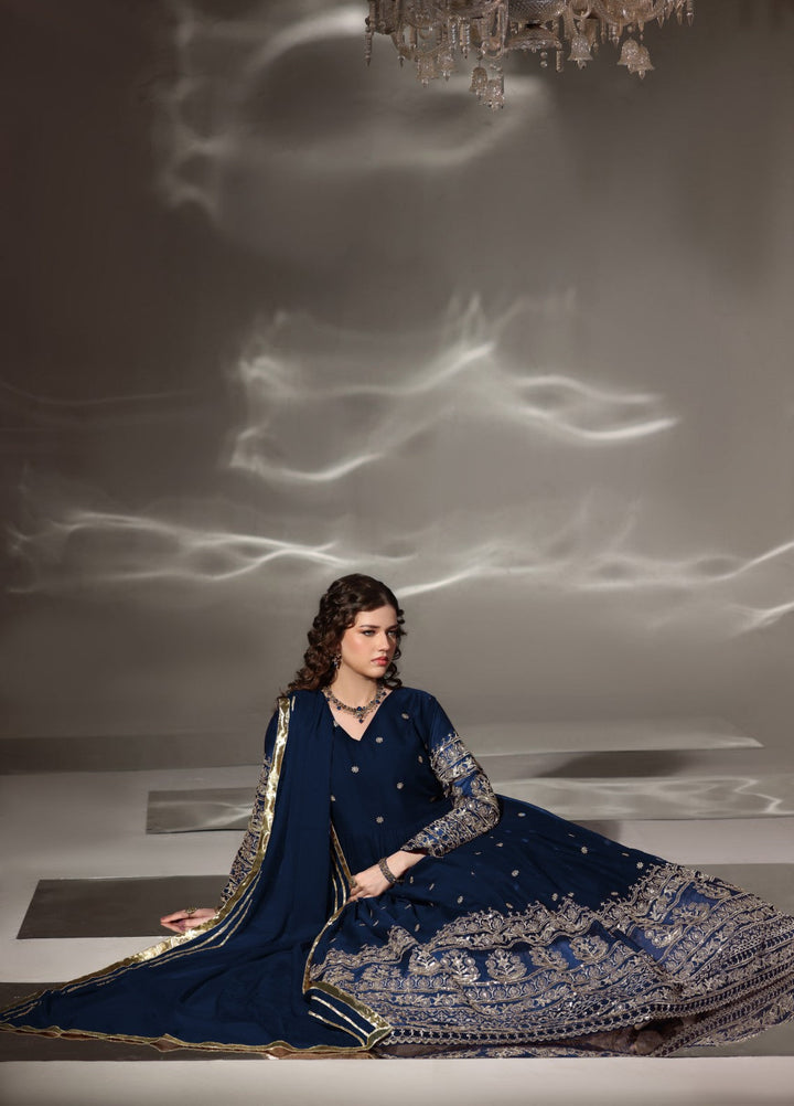 Miraal by Unss Apparel Embroidered Chiffon 3 Piece Suit Peacock Festive Collection