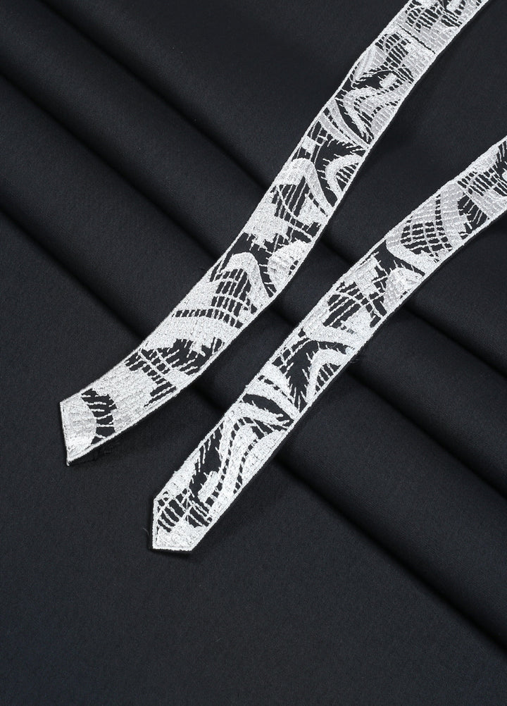 Monochrome by Fabrich Mens Unstitched Embroidered Wash N Wear 2 Piece Suit Bann-Placket Black Casual Collection