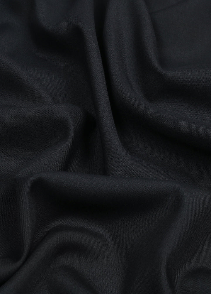 Monochrome by Fabrich Mens Unstitched Embroidered Wash N Wear 2 Piece Suit Bann-Placket Black Casual Collection