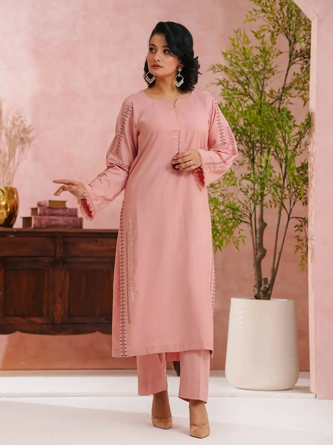 TNG Women RTW Solids Wash N Wear Co-Ord Set Suit Zubiya Casual Collection