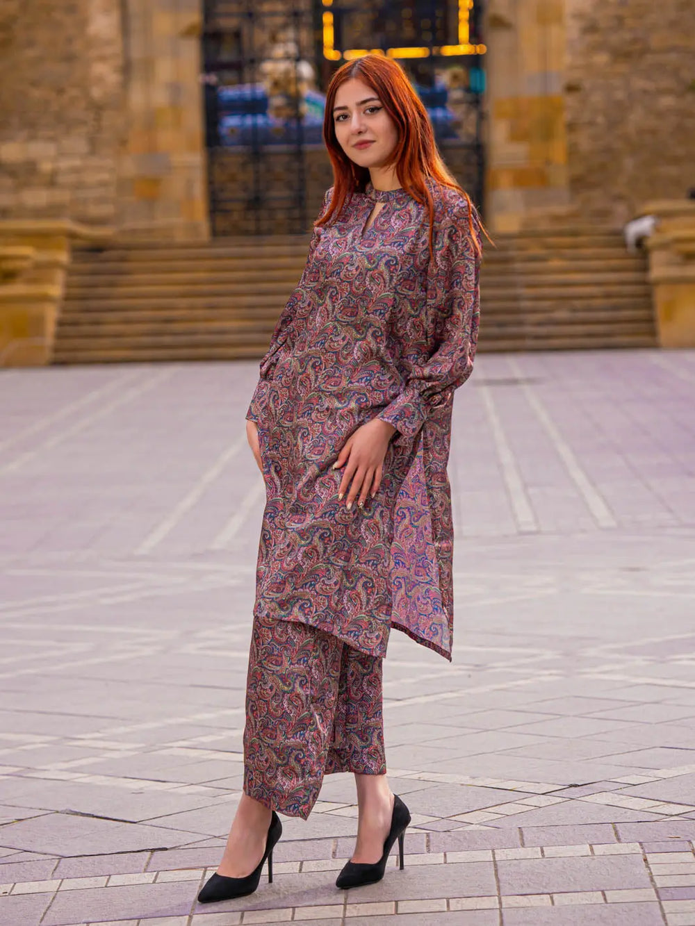 TNG Women RTW Printed Shamooz Co-Ord Set Suit Aroma Casual Collection