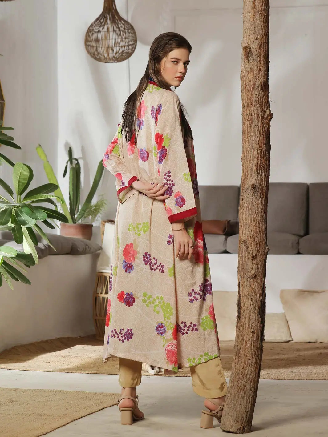 Shrug by TNG Women RTW Printed Viscose Raw Silk 1 Piece Suit Chaman Casual Collection