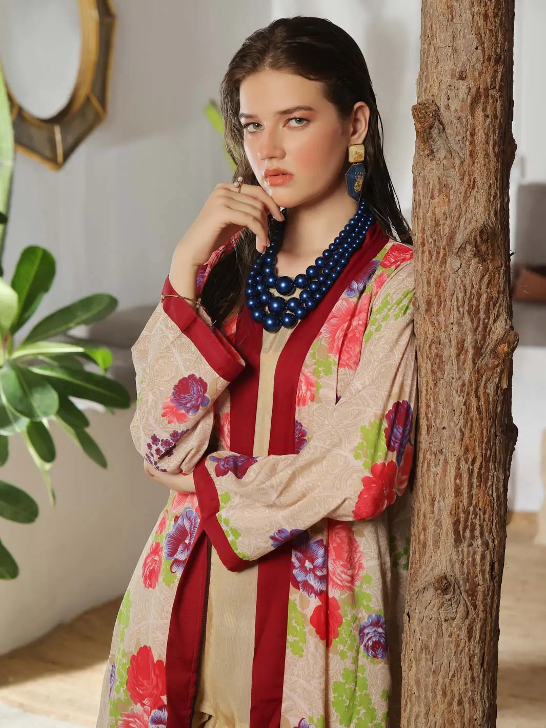 Shrug by TNG Women RTW Printed Viscose Raw Silk 1 Piece Suit Chaman Casual Collection