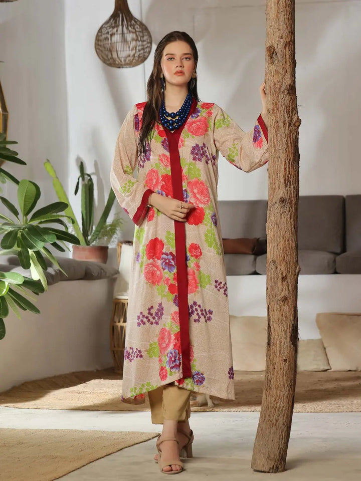 Shrug by TNG Women RTW Printed Viscose Raw Silk 1 Piece Suit Chaman Casual Collection