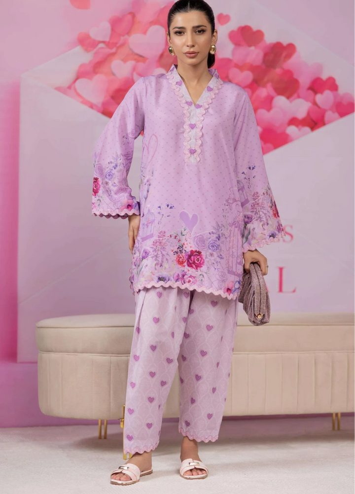 Love Notes Misaal by Ayesha Somaya RTW Printed Lawn Silk 2 Piece Suit Lilac Casual Collection
