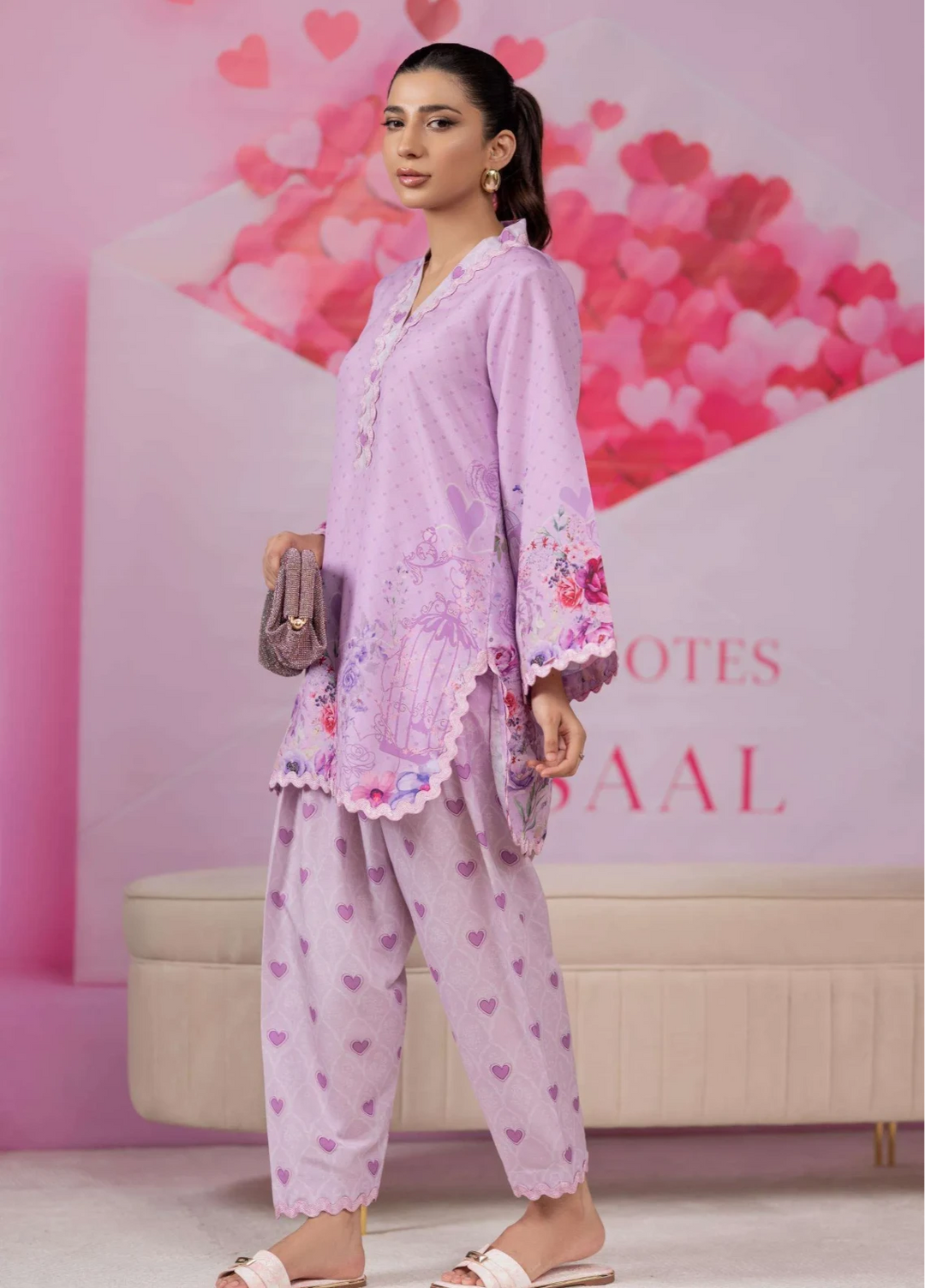 Love Notes Misaal by Ayesha Somaya RTW Printed Lawn Silk 2 Piece Suit Lilac Casual Collection
