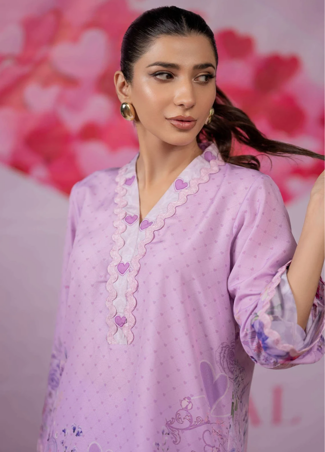 Love Notes Misaal by Ayesha Somaya RTW Printed Lawn Silk 2 Piece Suit Lilac Casual Collection