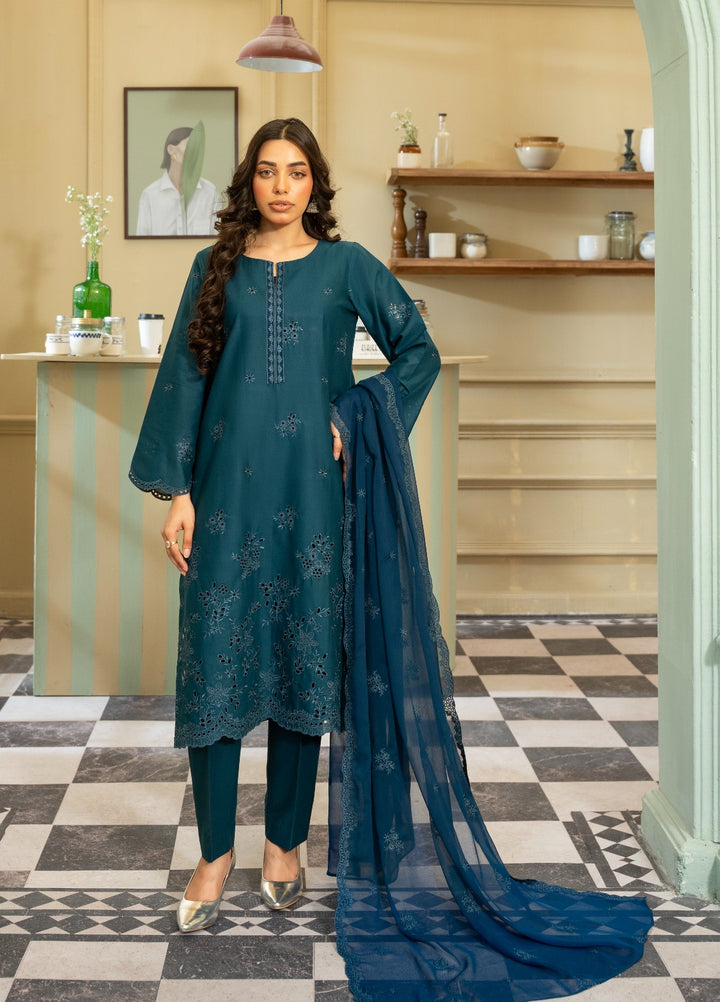Naaz Couture RTW Chikankari Lawn 3 Piece Suit Teal Eid Collection