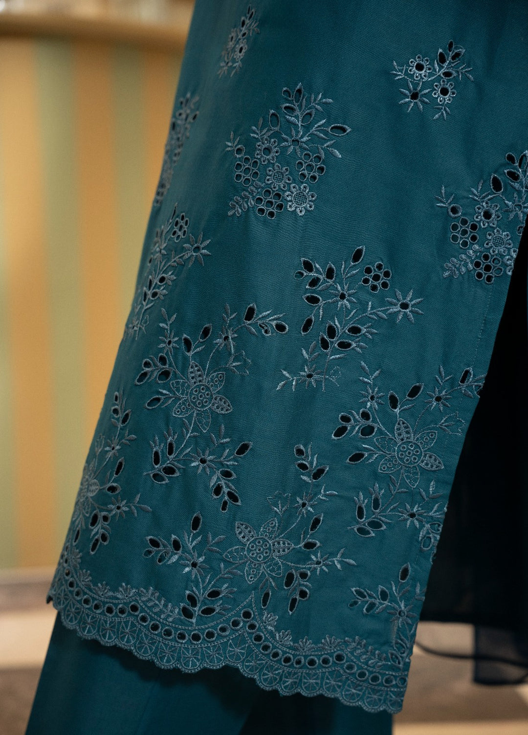 Naaz Couture RTW Chikankari Lawn 3 Piece Suit Teal Eid Collection