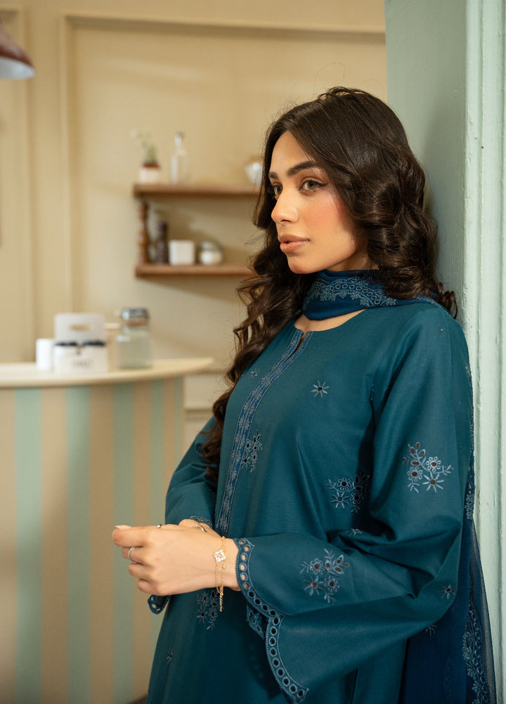 Naaz Couture RTW Chikankari Lawn 3 Piece Suit Teal Eid Collection