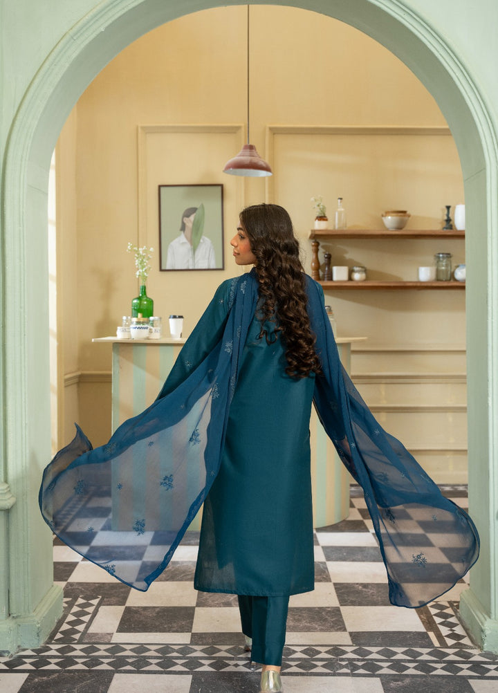 Naaz Couture RTW Chikankari Lawn 3 Piece Suit Teal Eid Collection