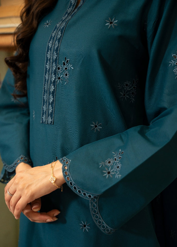 Naaz Couture RTW Chikankari Lawn 3 Piece Suit Teal Eid Collection
