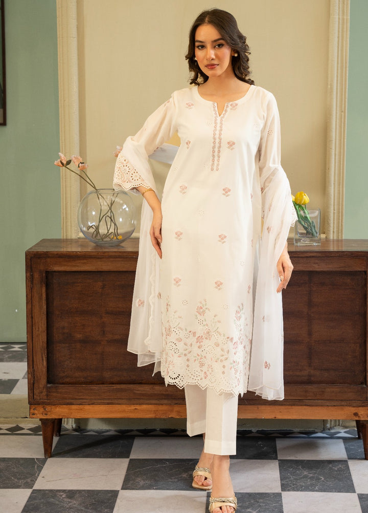 Naaz Couture RTW Chikankari Lawn 3 Piece Suit White Eid Collection