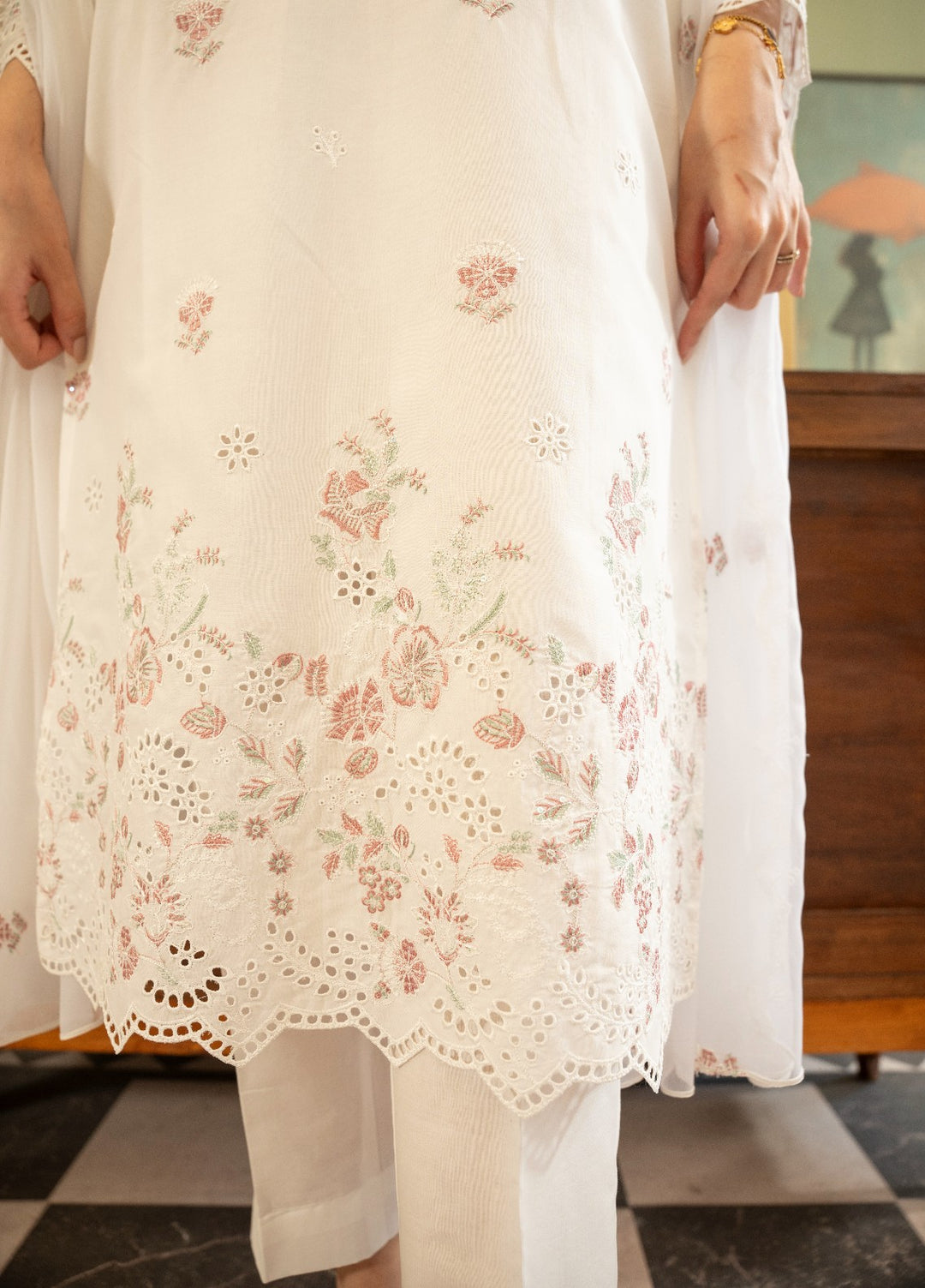 Naaz Couture RTW Chikankari Lawn 3 Piece Suit White Eid Collection