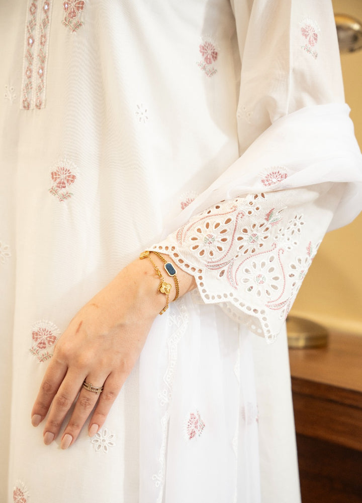 Naaz Couture RTW Chikankari Lawn 3 Piece Suit White Eid Collection