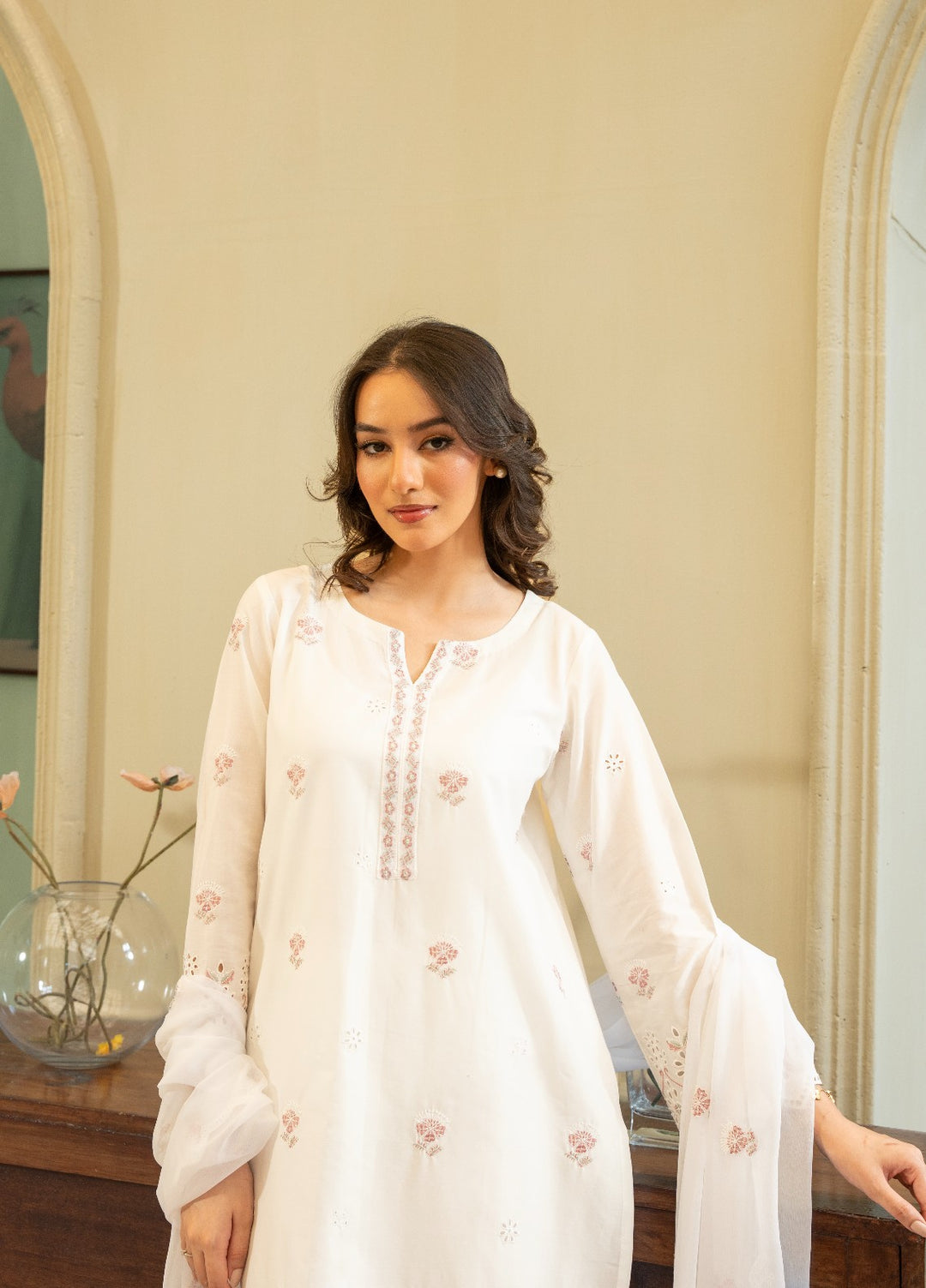 Naaz Couture RTW Chikankari Lawn 3 Piece Suit White Eid Collection