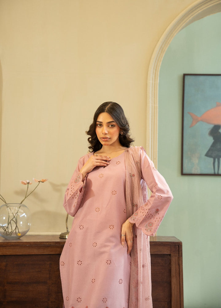 Naaz Couture RTW Chikankari Lawn 3 Piece Suit Tea Rose Eid Collection