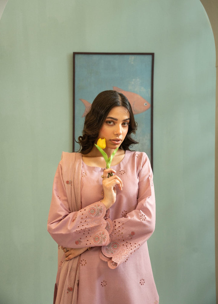 Naaz Couture RTW Chikankari Lawn 3 Piece Suit Tea Rose Eid Collection