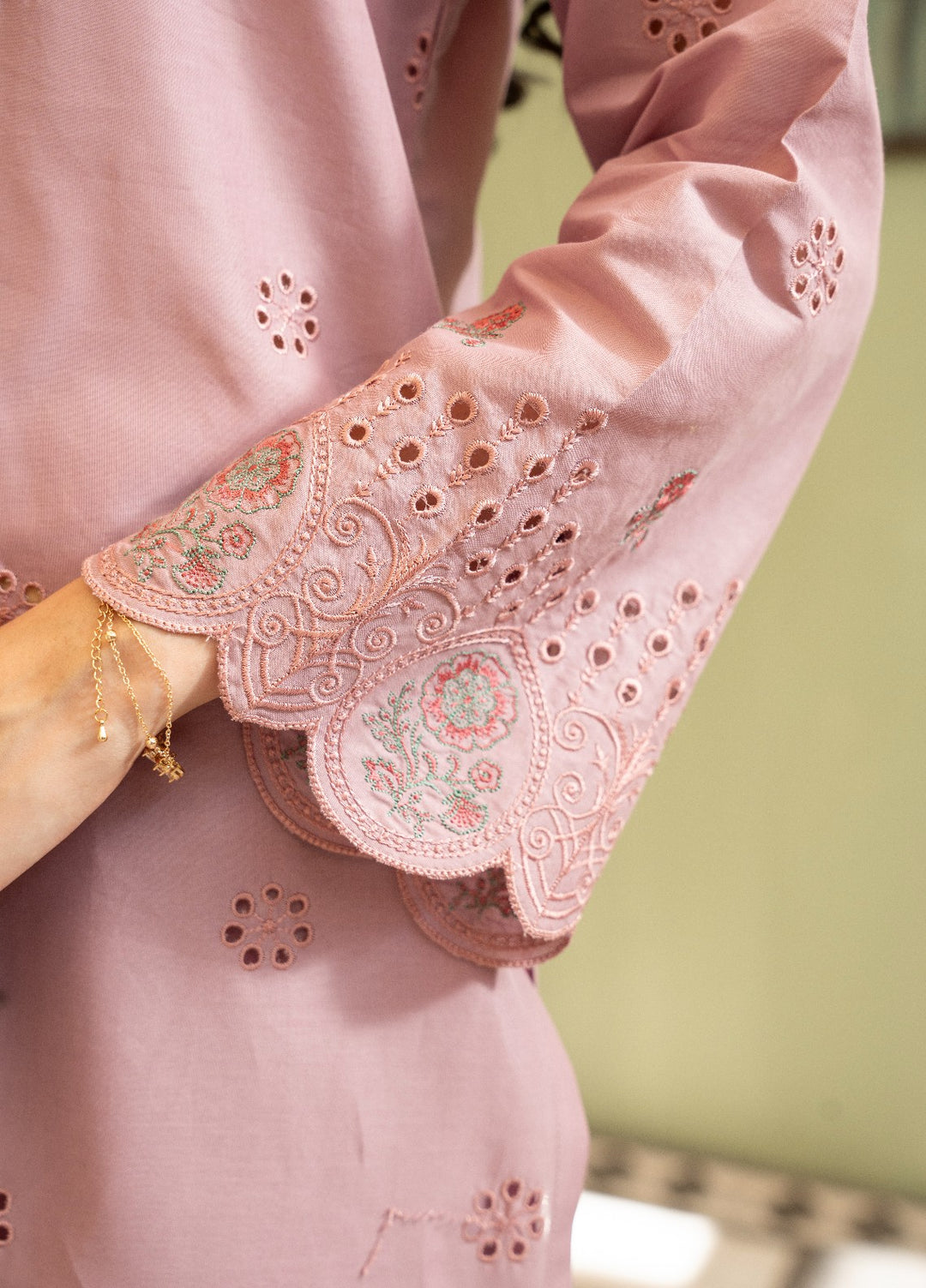 Naaz Couture RTW Chikankari Lawn 3 Piece Suit Tea Rose Eid Collection