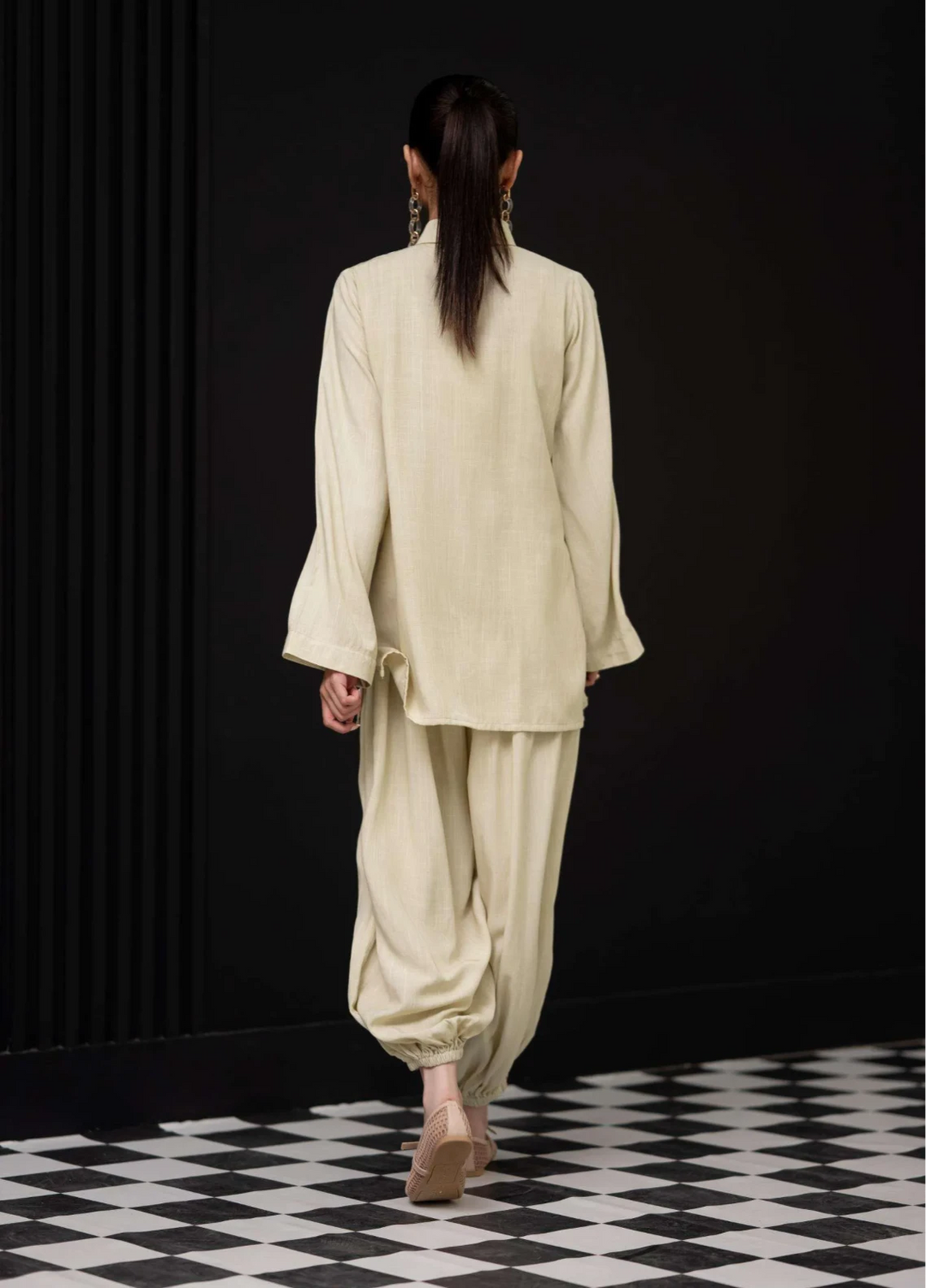 The Mandarine Misaal by Ayesha Somaya RTW Solids Irish Linen 2 Piece Suit Beige Casual Collection