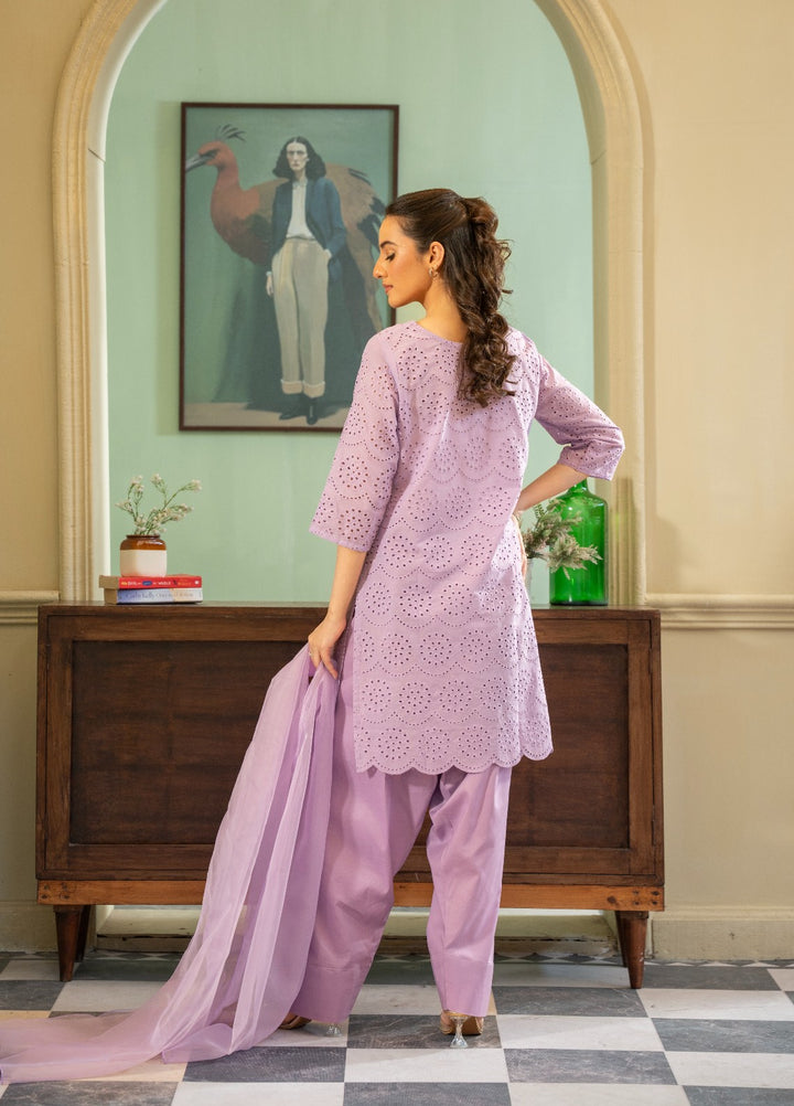 Naaz Couture RTW Chikankari Lawn 3 Piece Suit Suit-Lilac Festive Collection