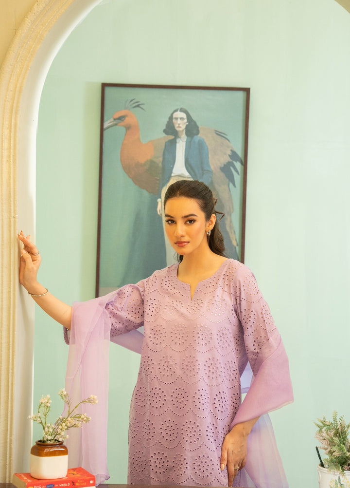 Naaz Couture RTW Chikankari Lawn 3 Piece Suit Suit-Lilac Festive Collection