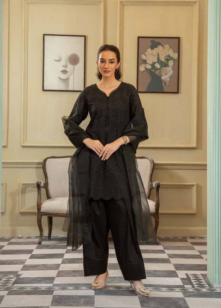 Naaz Couture RTW Chikankari Lawn 3 Piece Suit Suit-Black Festive Collection