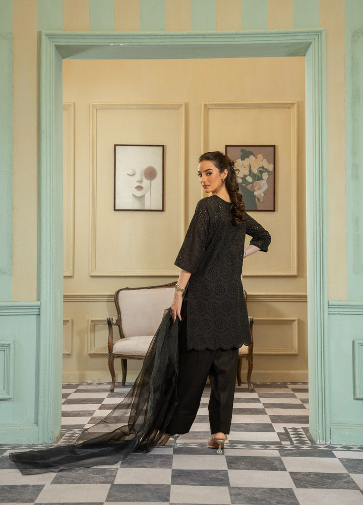 Naaz Couture RTW Chikankari Lawn 3 Piece Suit Suit-Black Festive Collection