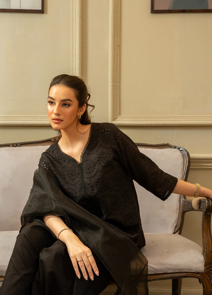 Naaz Couture RTW Chikankari Lawn 3 Piece Suit Suit-Black Festive Collection