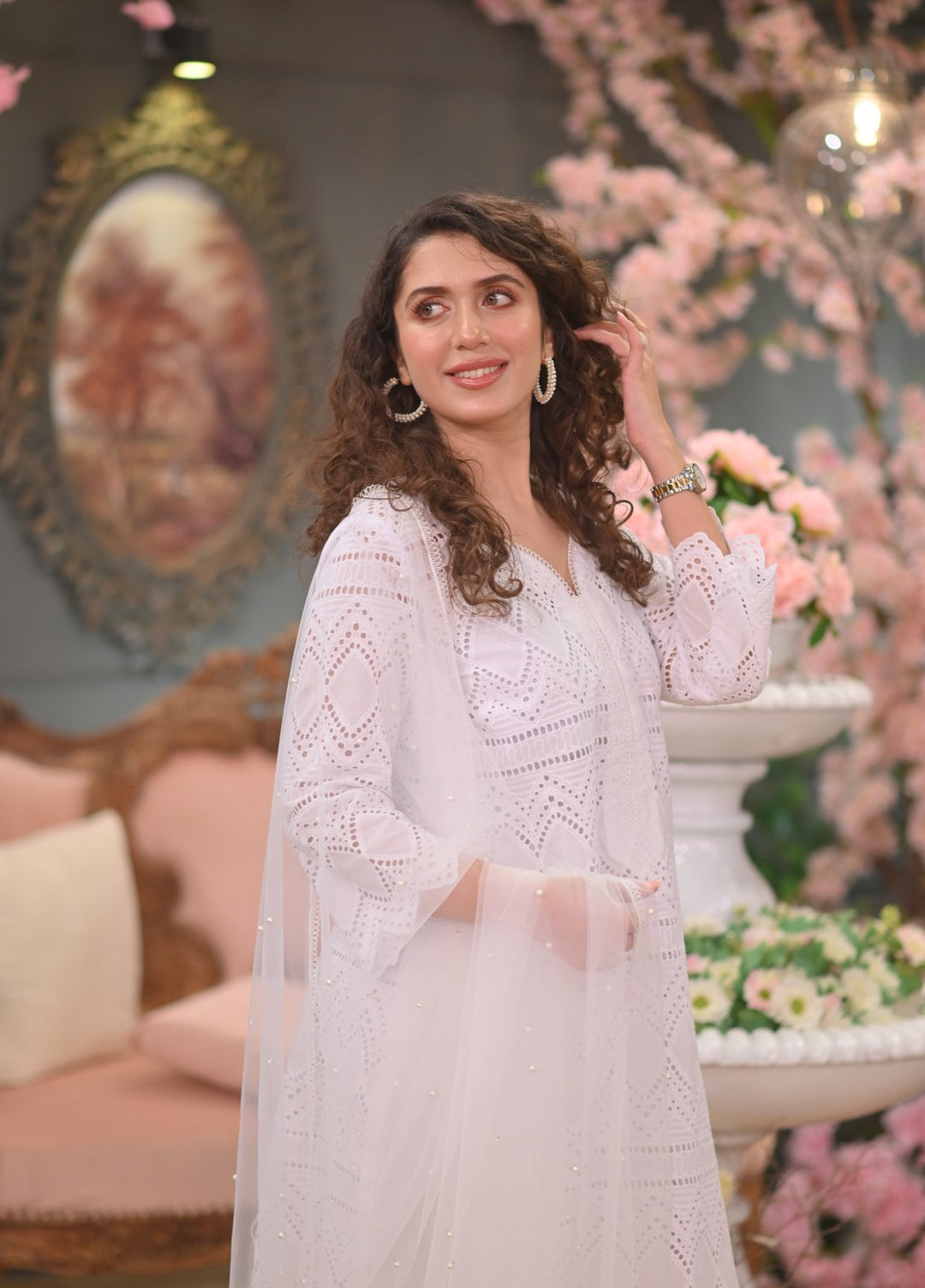 Naaz Couture RTW Chikankari Lawn 3 Piece Suit Suit-White Festive Collection
