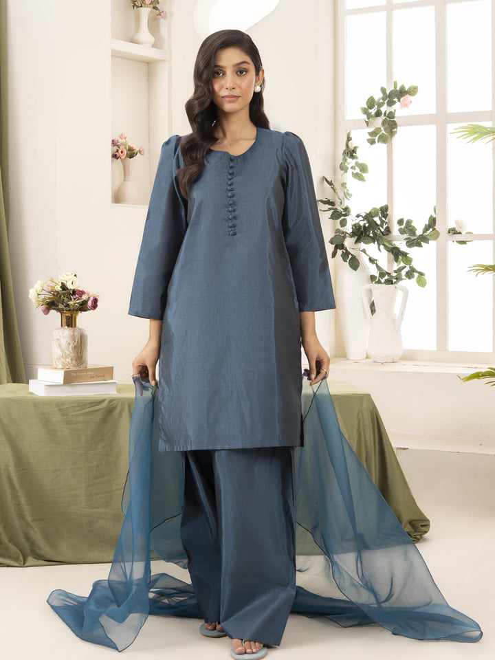 Naaz Couture RTW Embroidered Lawn 3 Piece Suit Suit-Teal Festive Collection