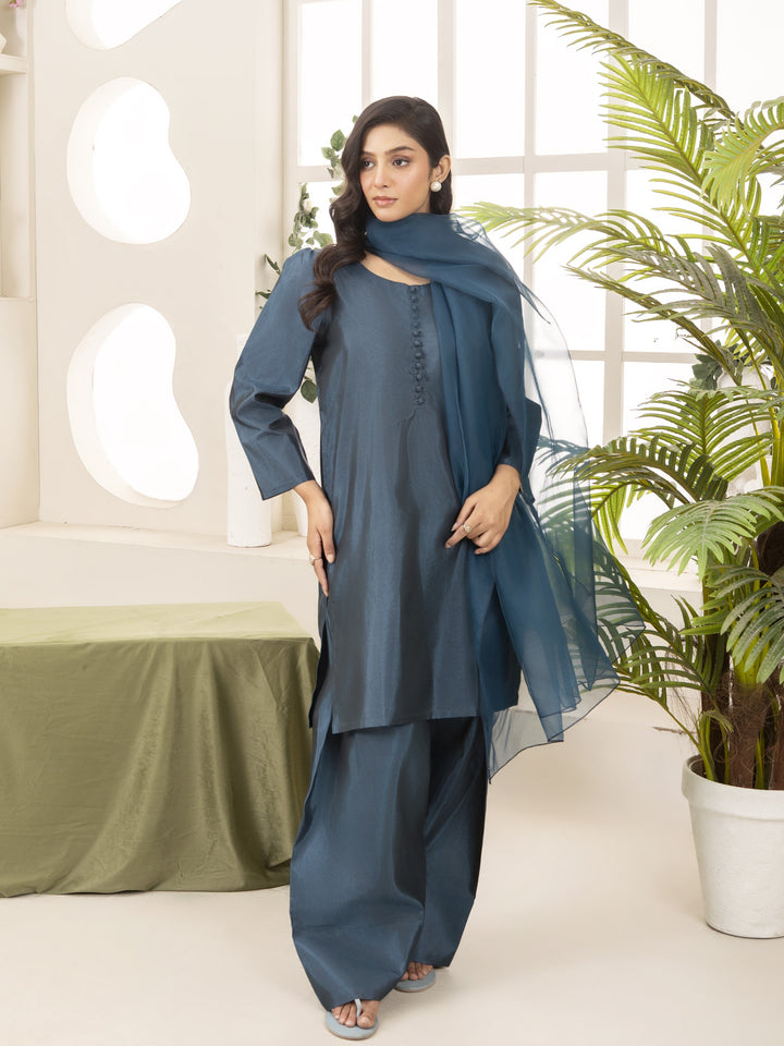 Naaz Couture RTW Embroidered Lawn 3 Piece Suit Suit-Teal Festive Collection