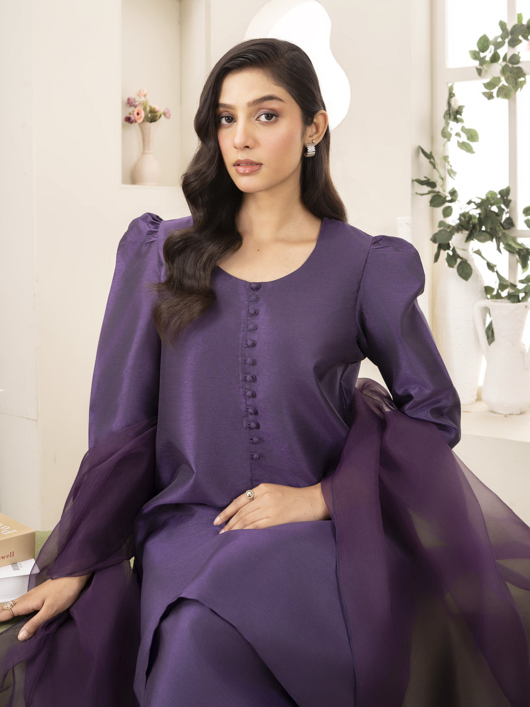 Naaz Couture RTW Embroidered Lawn 3 Piece Suit Suit-Purple Festive Collection