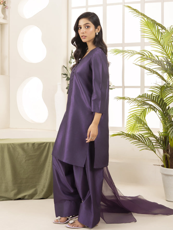 Naaz Couture RTW Embroidered Lawn 3 Piece Suit Suit-Purple Festive Collection