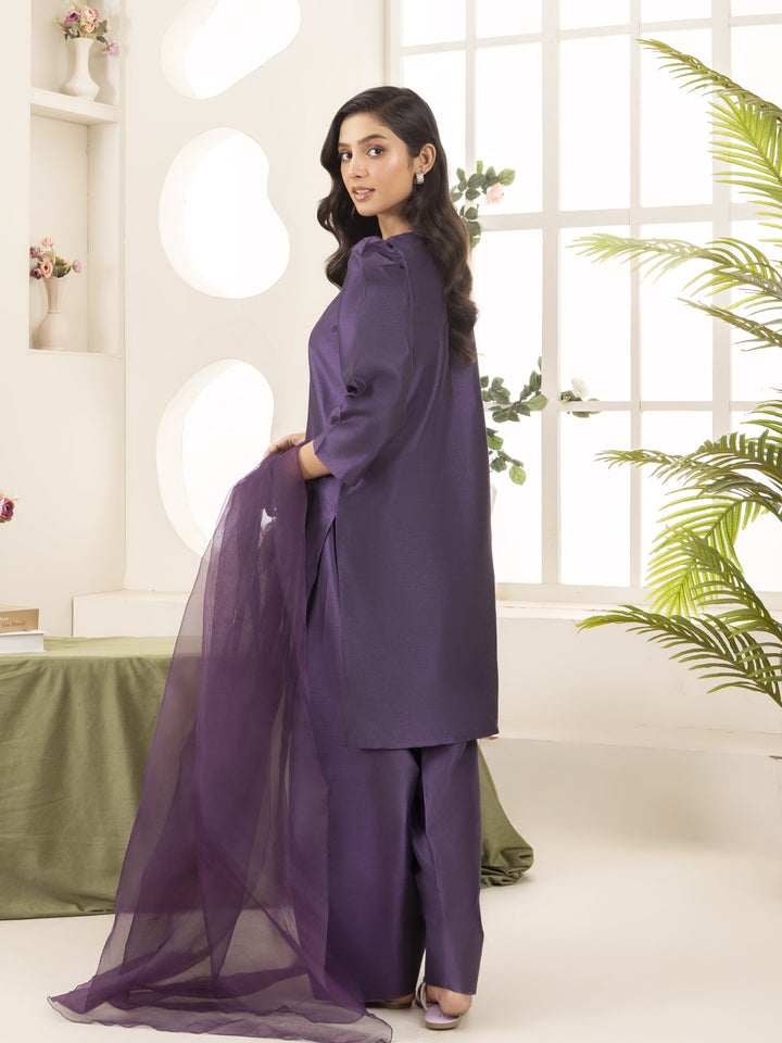 Naaz Couture RTW Embroidered Lawn 3 Piece Suit Suit-Purple Festive Collection