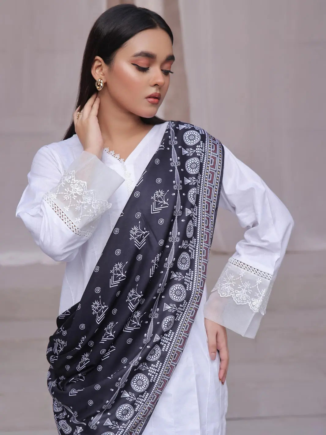 TNG Women RTW Printed Crinkle Chiffon 1 Piece Rounaq Scarf Casual Collection