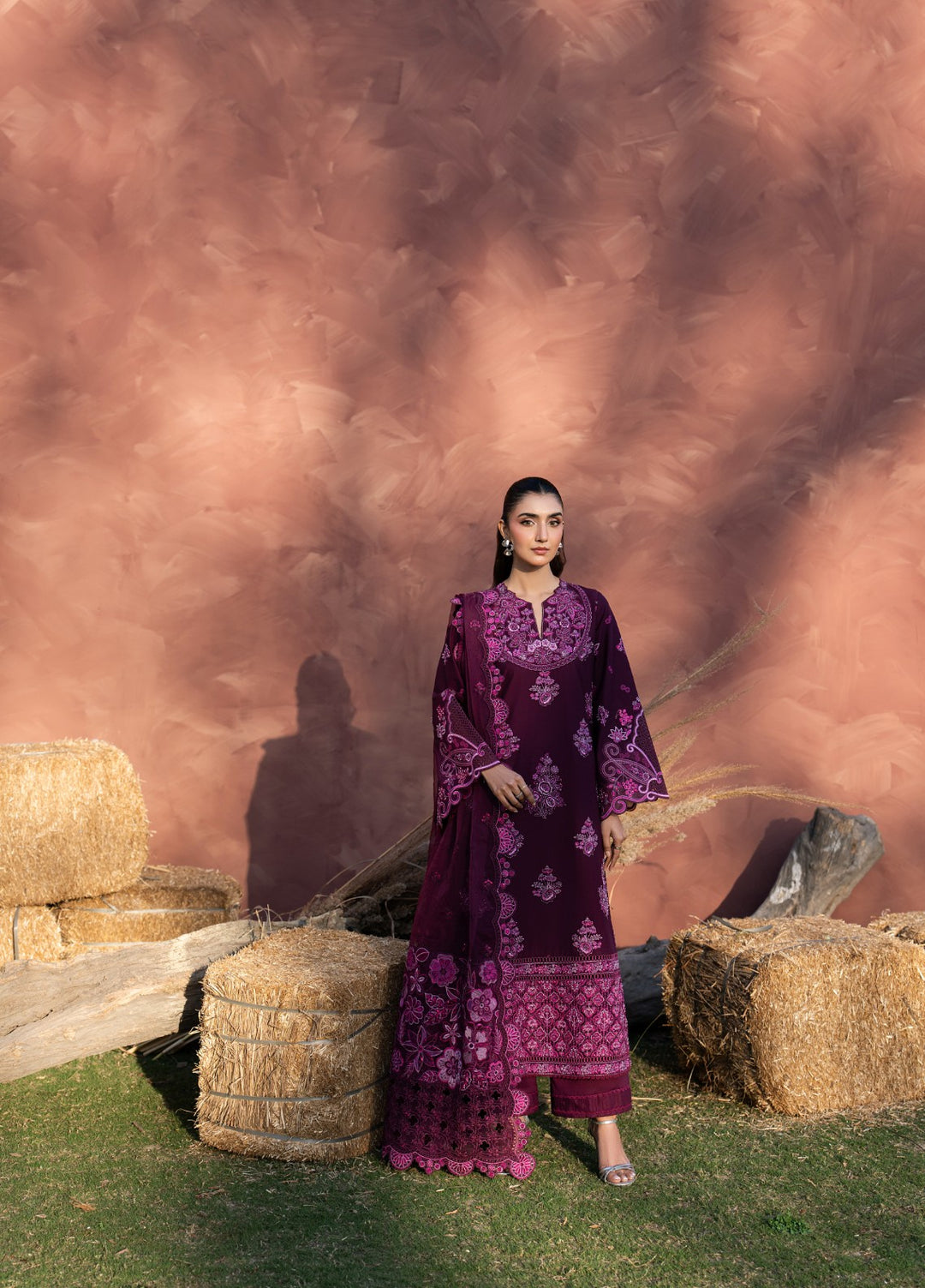 Aura of Flora by Zarizaa Unstitched Embroidered Lawn 3 Piece Suit BERRY Lawn Collection