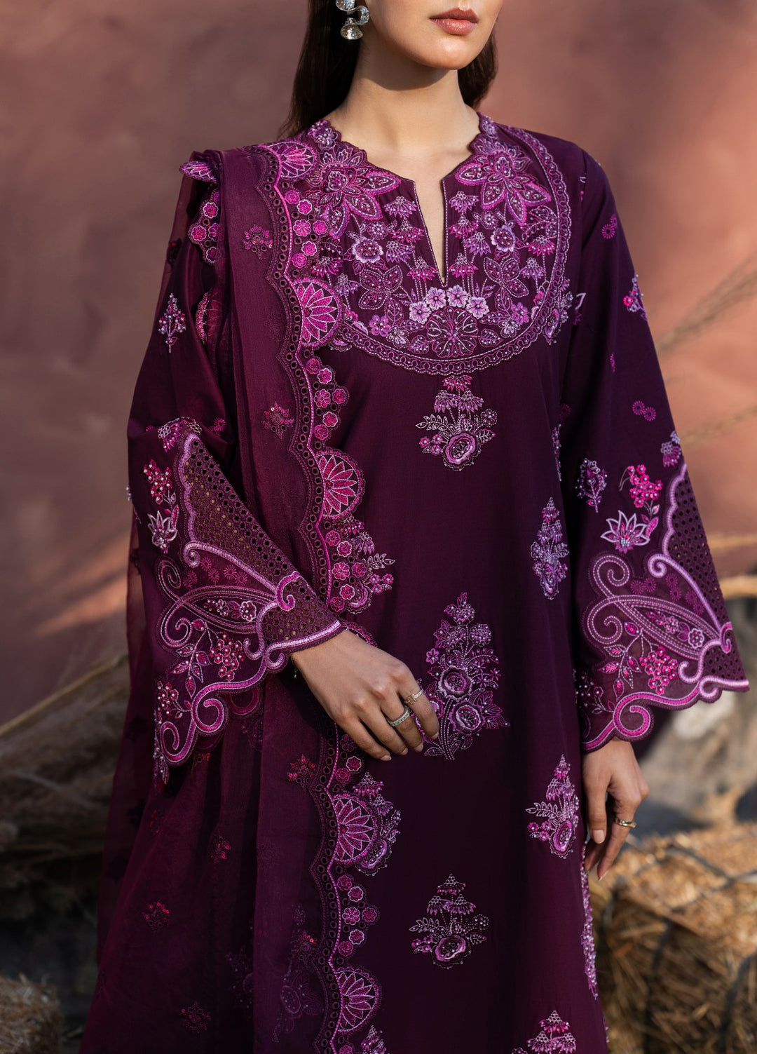 Aura of Flora by Zarizaa Unstitched Embroidered Lawn 3 Piece Suit BERRY Lawn Collection