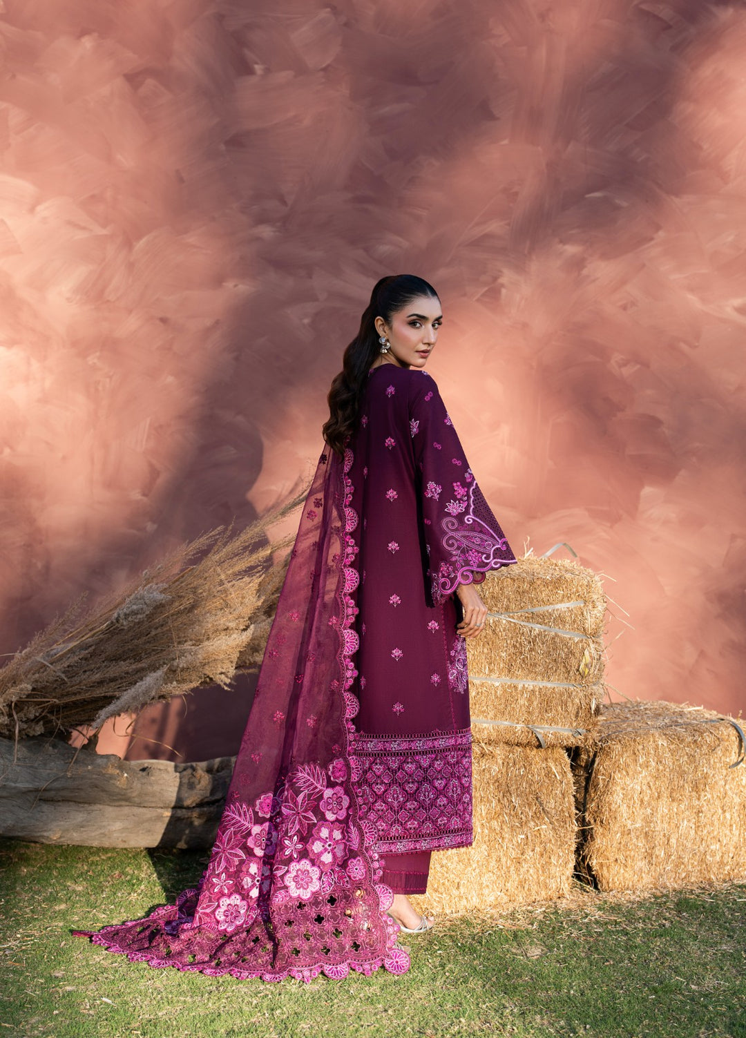 Aura of Flora by Zarizaa Unstitched Embroidered Lawn 3 Piece Suit BERRY Lawn Collection