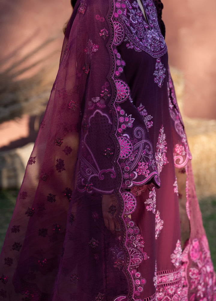 Aura of Flora by Zarizaa Unstitched Embroidered Lawn 3 Piece Suit BERRY Lawn Collection
